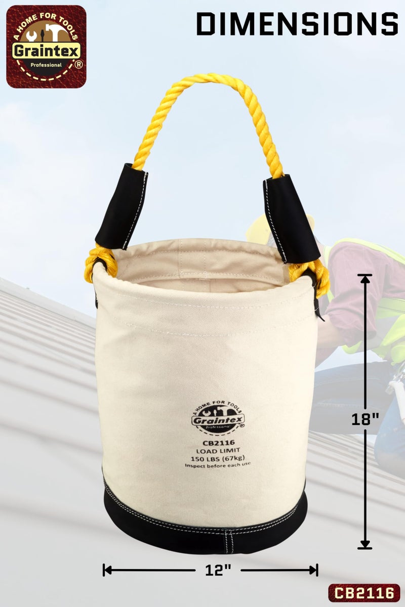 Graintex CB2116 Utility Canvas Bucket Leather Bottom - Image 3